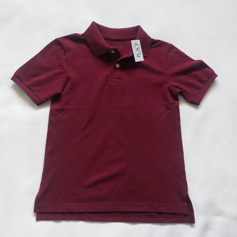 The Children's Place Burgundy Polo Shirt Collar Button Size M 7/8